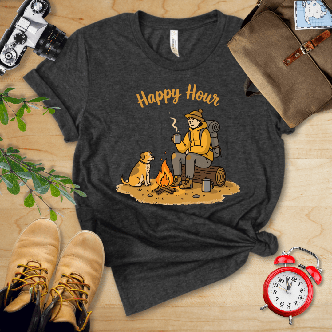 Hike Tee T-Shirt Dark Grey Heather / S Happy Hour Camping With Dog Shirt