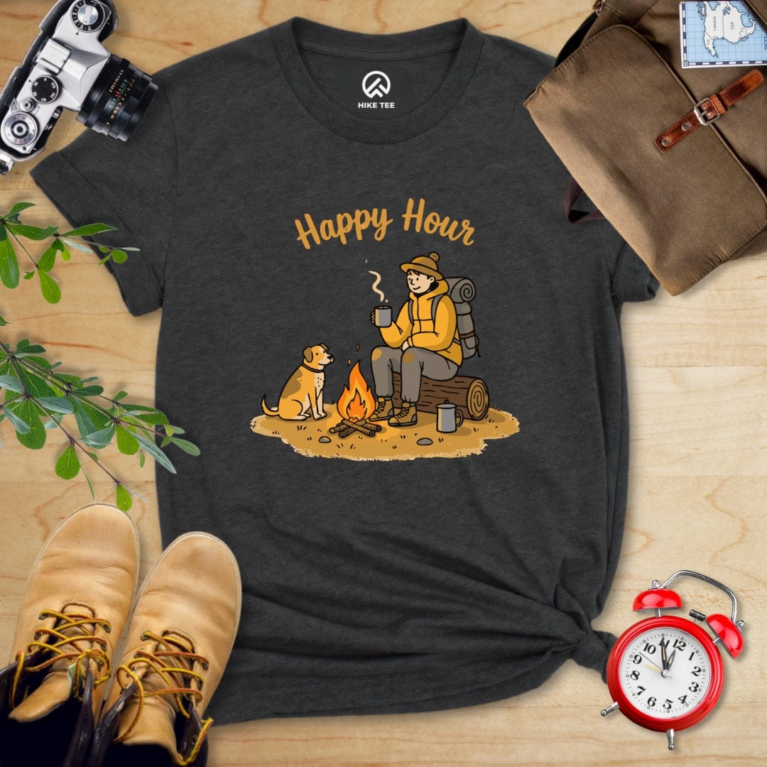 Hike Tee T-Shirt Dark Grey Heather / S Happy Hour Camping With Dog Shirt