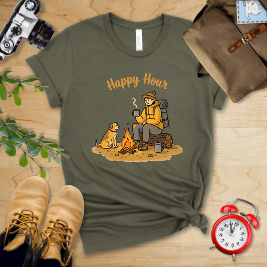 Hike Tee T-Shirt Military Green / S Happy Hour Camping With Dog Shirt