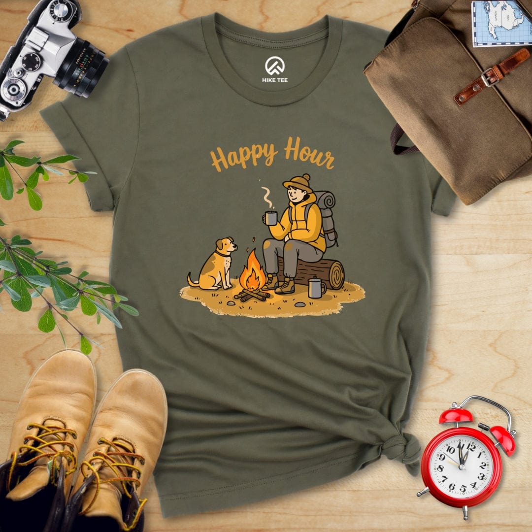 Hike Tee T-Shirt Military Green / S Happy Hour Camping With Dog Shirt