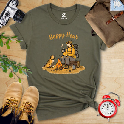 Hike Tee T-Shirt Military Green / S Happy Hour Camping With Dog Shirt