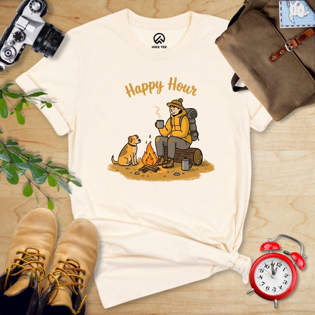 Hike Tee T-Shirt Natural / S Happy Hour Camping With Dog Shirt