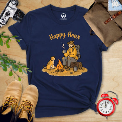 Hike Tee T-Shirt Navy / S Happy Hour Camping With Dog Shirt
