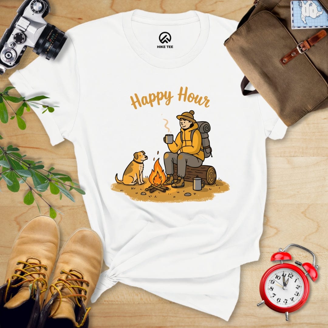 Hike Tee T-Shirt White / S Happy Hour Camping With Dog Shirt