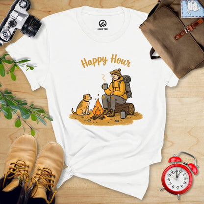 Hike Tee T-Shirt White / S Happy Hour Camping With Dog Shirt
