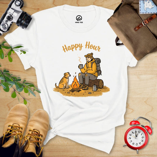 Hike Tee T-Shirt White / S Happy Hour Camping With Dog Shirt