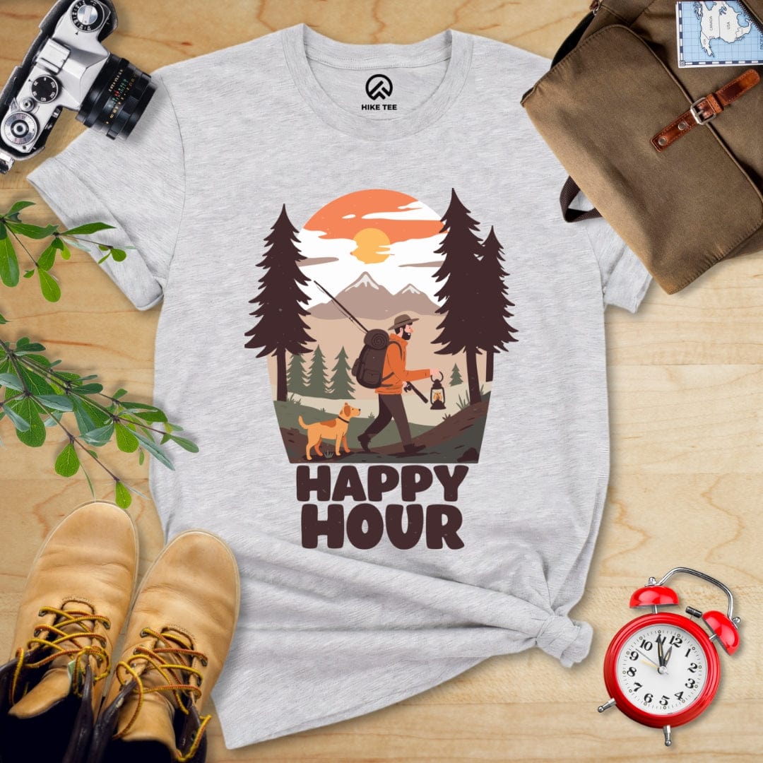 Hike Tee T-Shirt Athletic Heather / S Happy Hour Hiking With A Dog Shirt