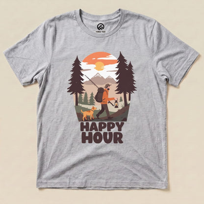 Happy Hour Hiking With A Dog Shirt Hike Tee T-Shirt Athletic Heather / S