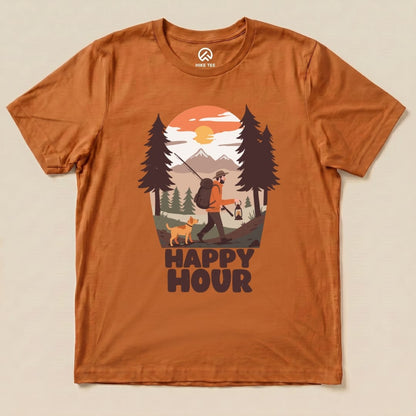 Happy Hour Hiking With A Dog Shirt Hike Tee T-Shirt Autumn / S