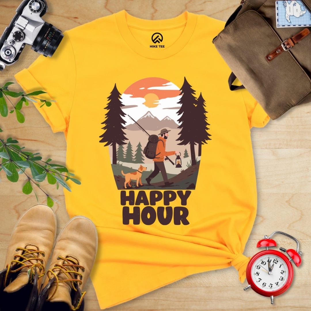 Hike Tee T-Shirt Gold / S Happy Hour Hiking With A Dog Shirt