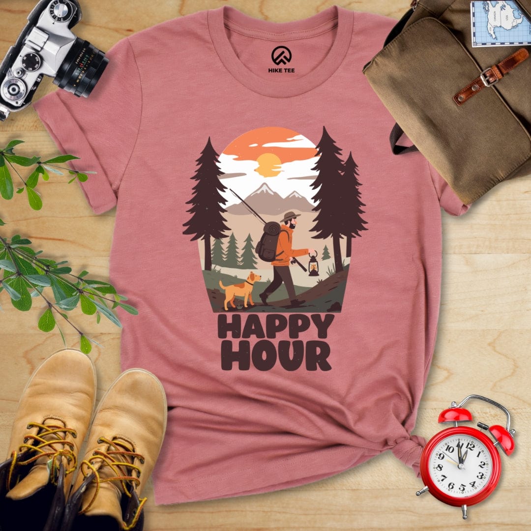 Hike Tee T-Shirt Heather Mauve / S Happy Hour Hiking With A Dog Shirt