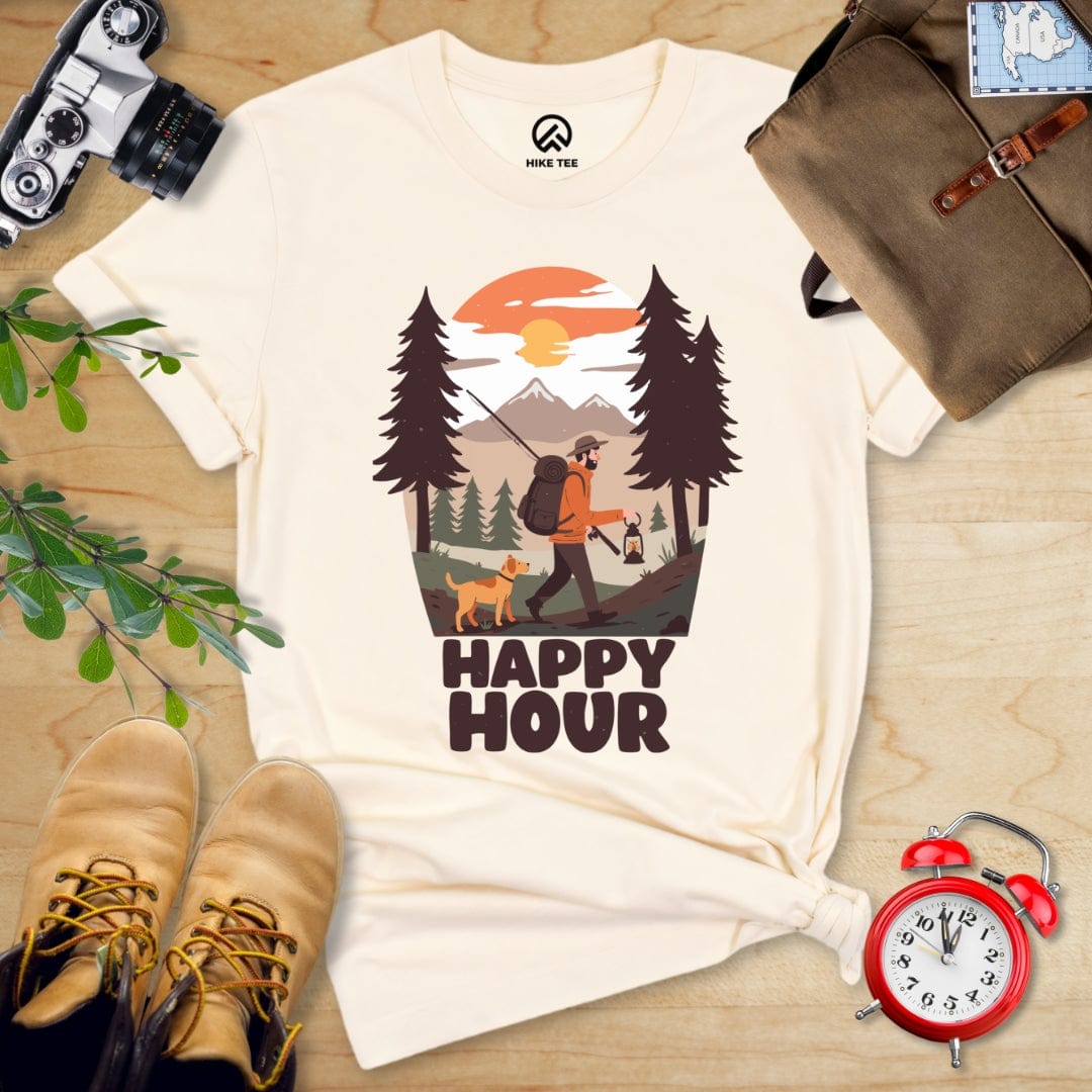 Hike Tee T-Shirt Natural / S Happy Hour Hiking With A Dog Shirt