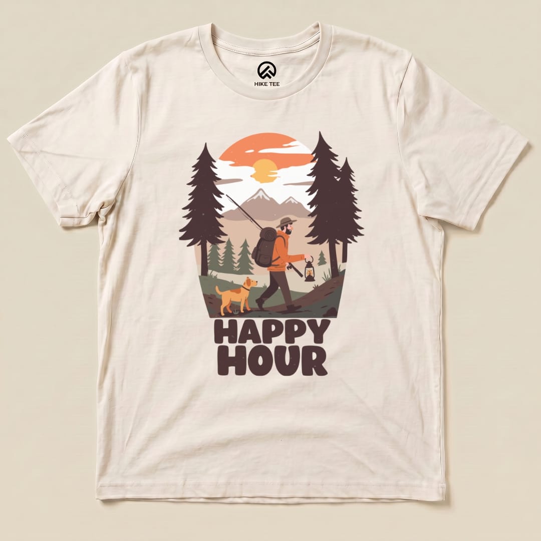 Happy Hour Hiking With A Dog Shirt Hike Tee T-Shirt Natural / S
