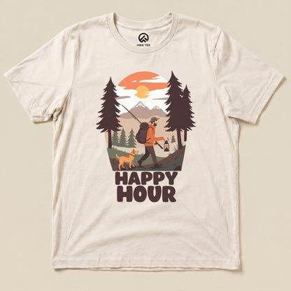 Happy Hour Hiking With A Dog Shirt Hike Tee T-Shirt Natural / S