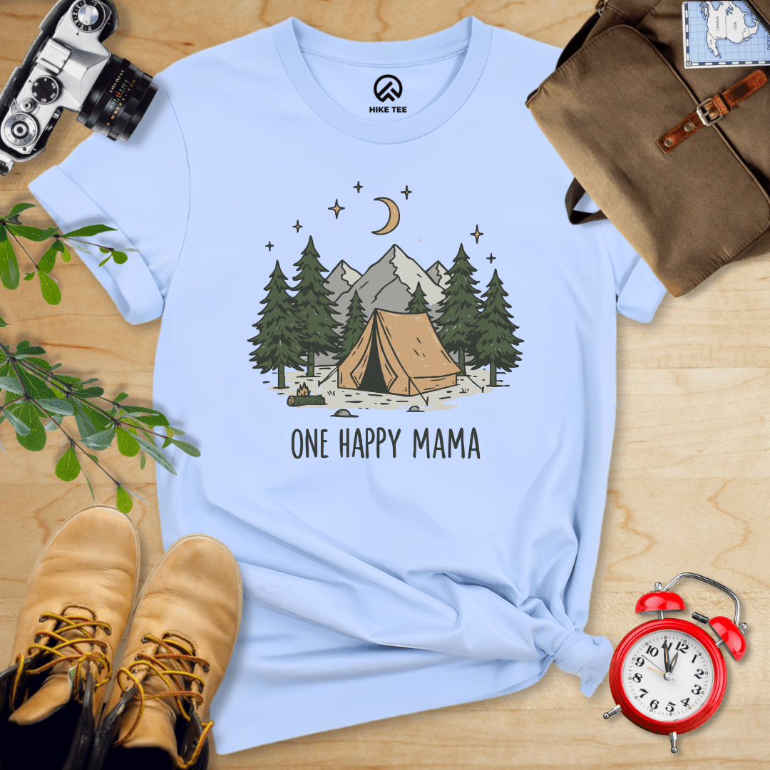 Hike Tee T-Shirt Baby Blue / S Happy Mama Camping Shirt