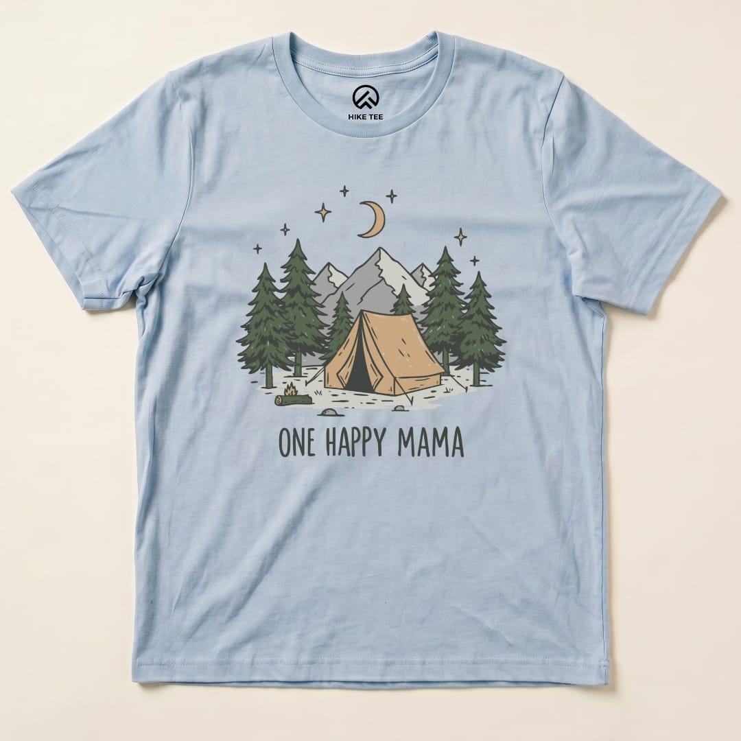 Hike Tee T-Shirt Baby Blue / S Happy Mama Camping Shirt