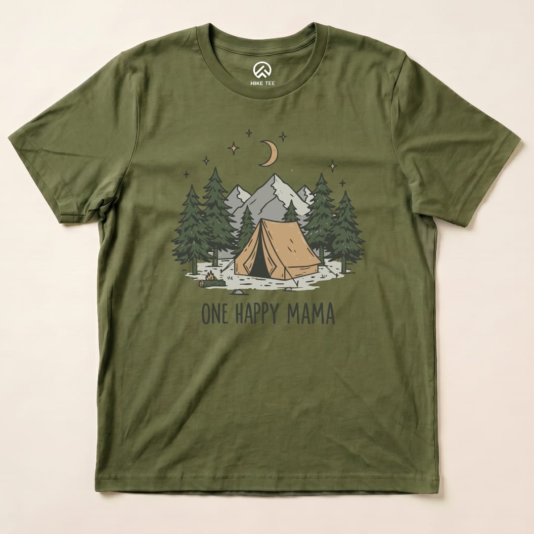Hike Tee T-Shirt Military Green / S Happy Mama Camping Shirt