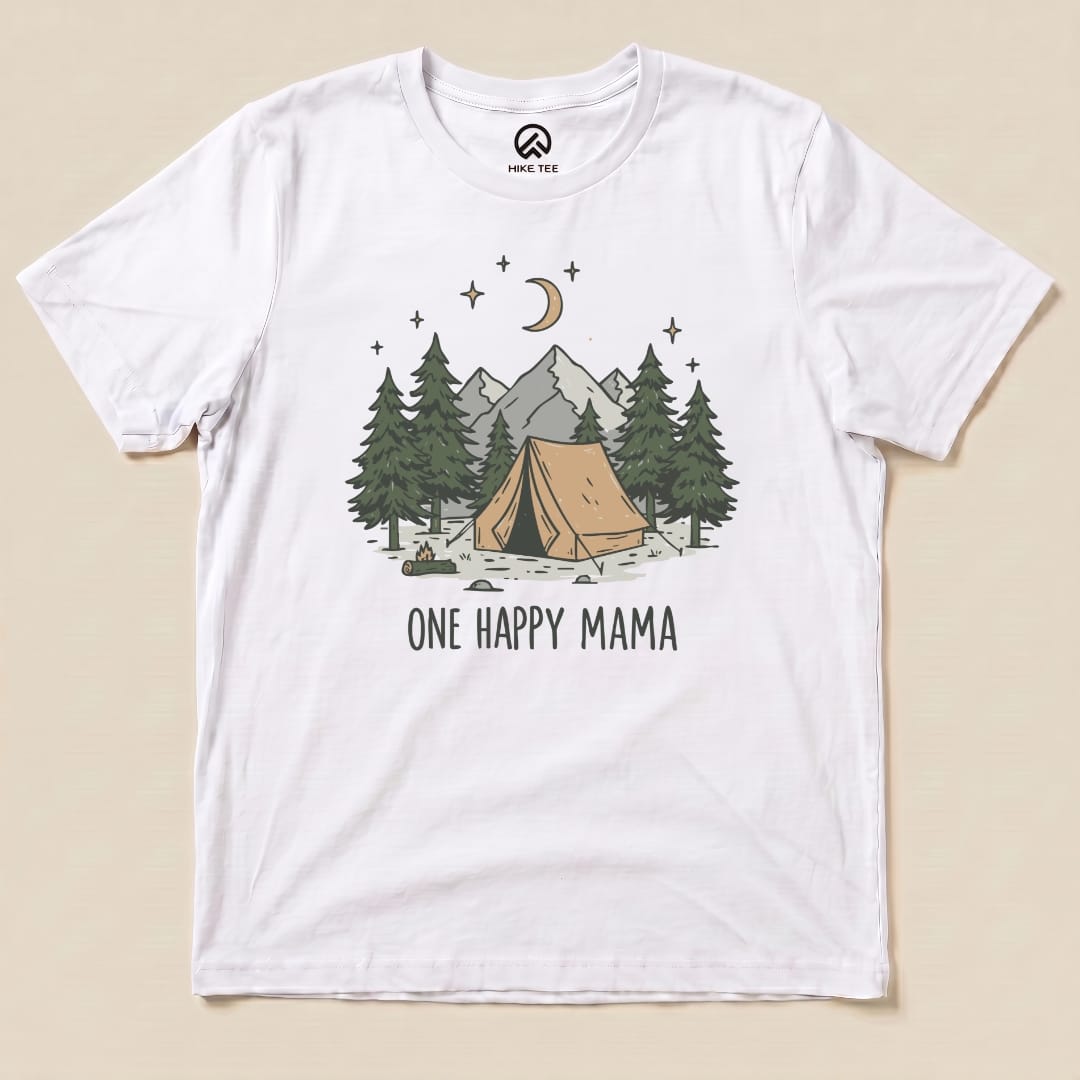 Hike Tee T-Shirt White / S Happy Mama Camping Shirt