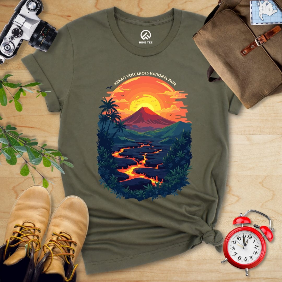 Hike Tee T-Shirt Military Green / S Hawai'i Volcanoes National Park Shirt