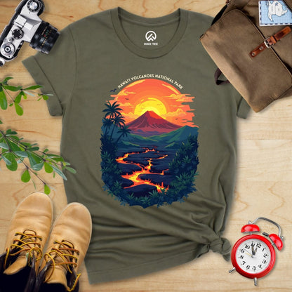 Hike Tee T-Shirt Military Green / S Hawai'i Volcanoes National Park Shirt