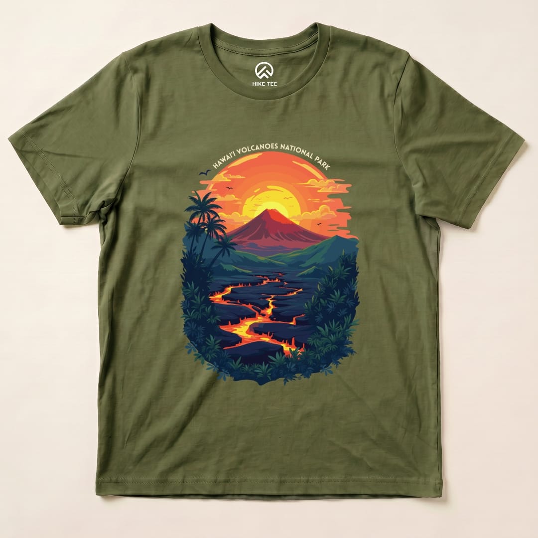 Hike Tee T-Shirt Military Green / S Hawai'i Volcanoes National Park Shirt