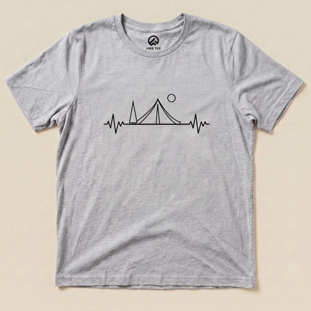 Heart Rate Camping Shirt Hike Tee T-Shirt Athletic Heather / S