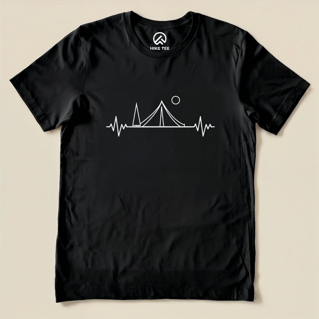 Heart Rate Camping Shirt Hike Tee T-Shirt Black / S