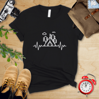 Printify T-Shirt Black / S Heart Rate Camping Shirt