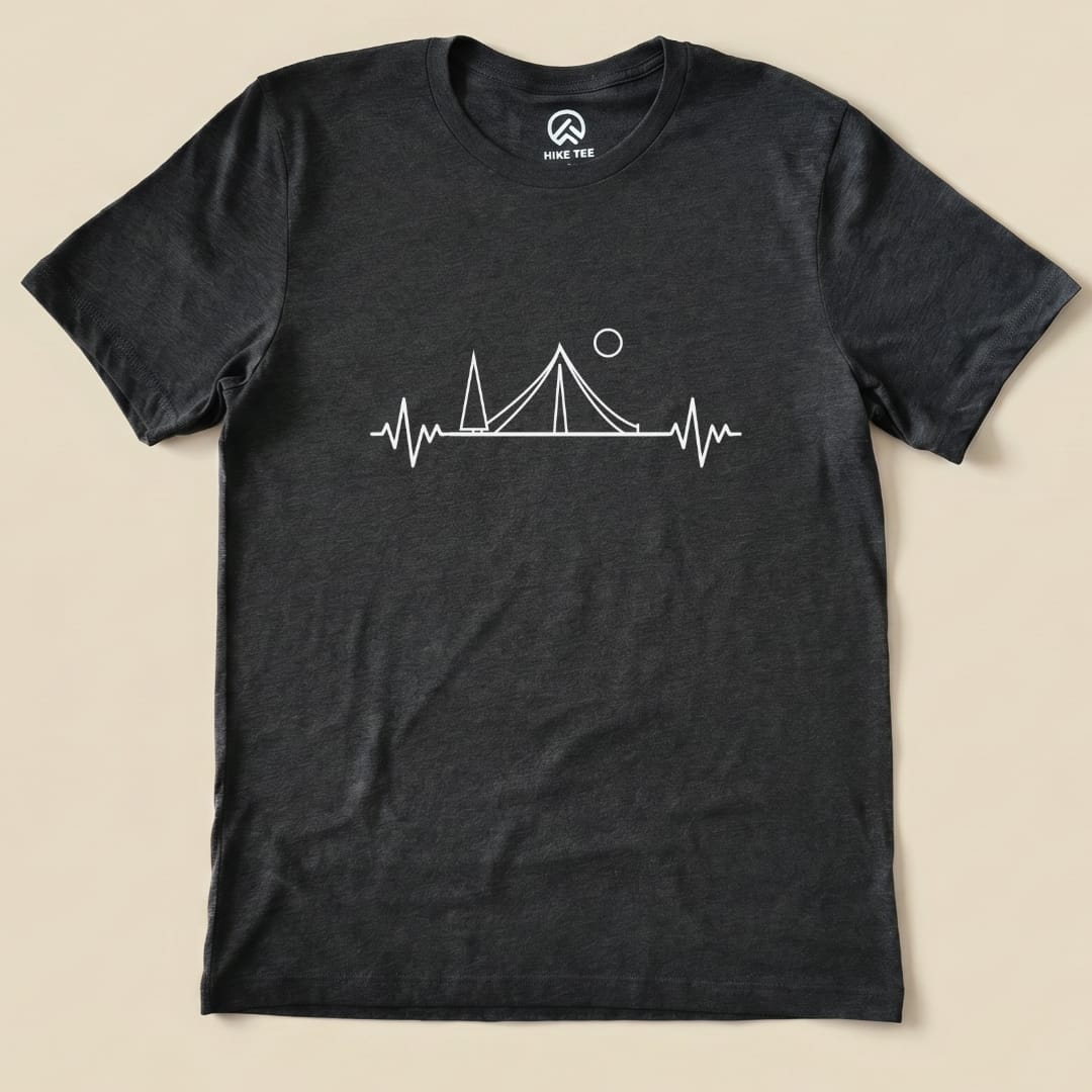 Heart Rate Camping Shirt Hike Tee T-Shirt Dark Grey Heather / S