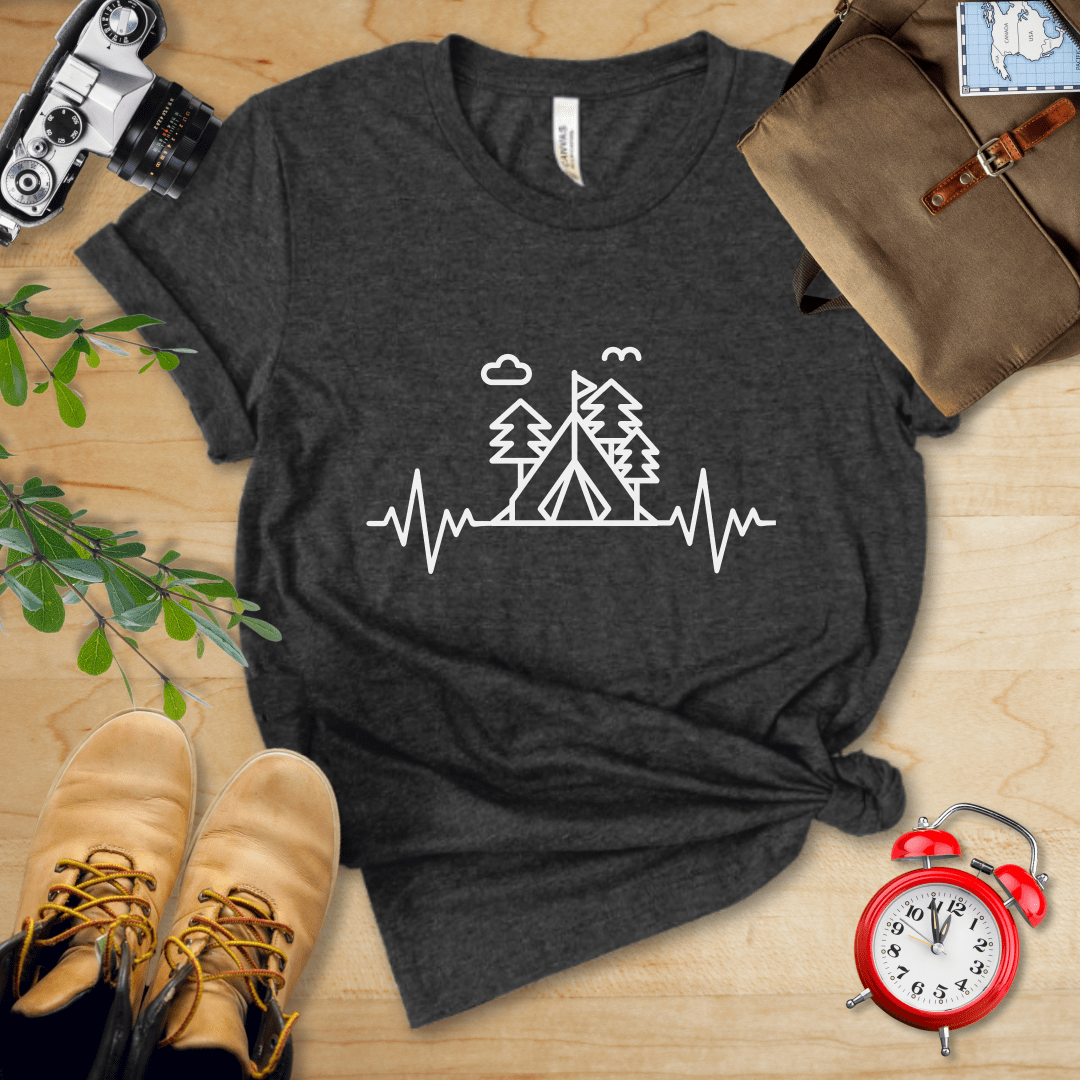 Printify T-Shirt Dark Grey Heather / S Heart Rate Camping Shirt