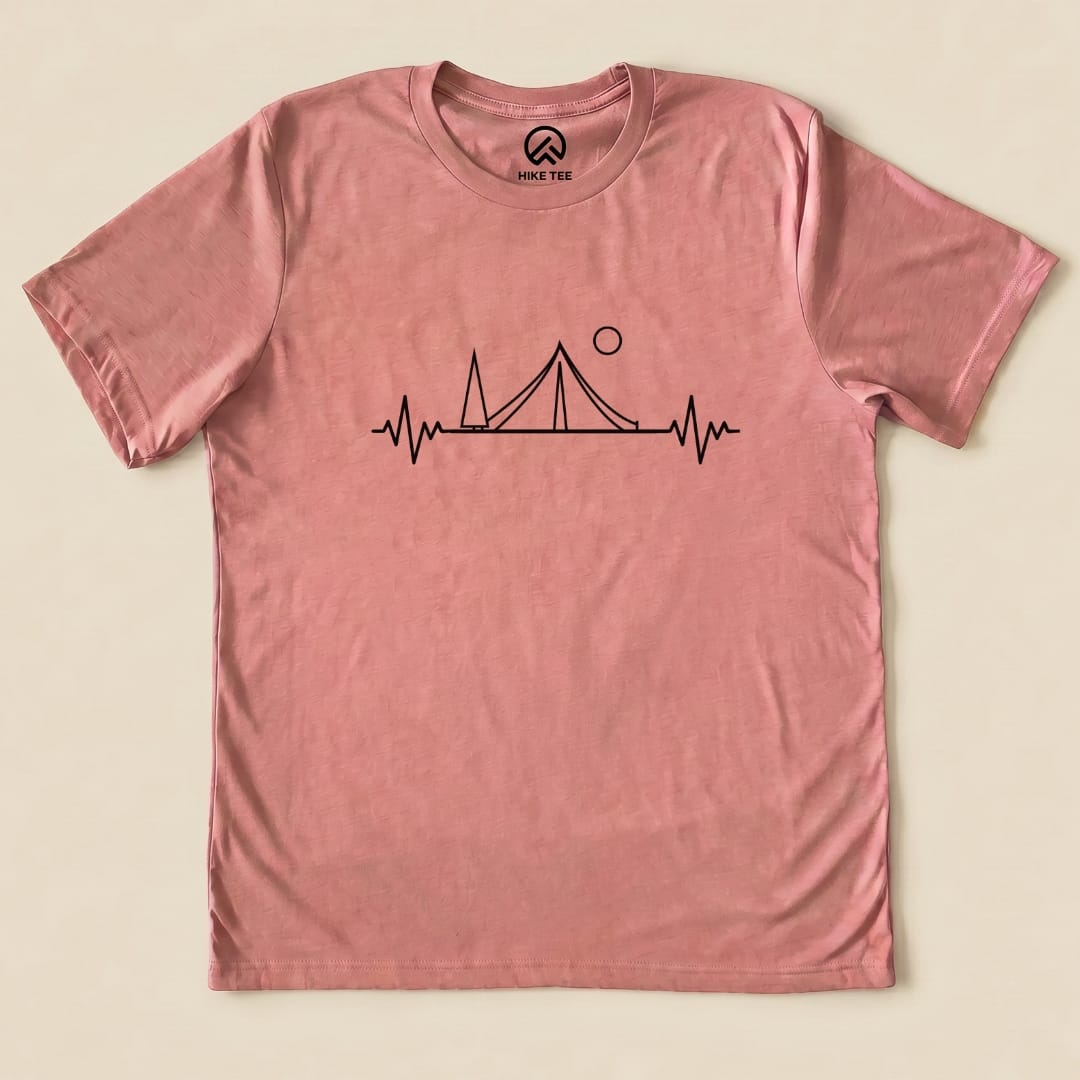 Heart Rate Camping Shirt Hike Tee T-Shirt Heather Mauve / S
