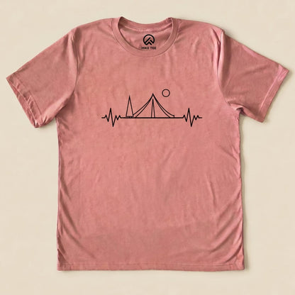 Heart Rate Camping Shirt Hike Tee T-Shirt Heather Mauve / S