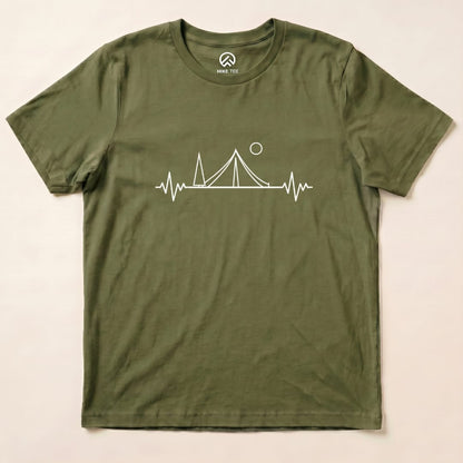 Heart Rate Camping Shirt Hike Tee T-Shirt Military Green / S