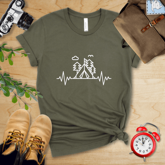 Printify T-Shirt Military Green / S Heart Rate Camping Shirt