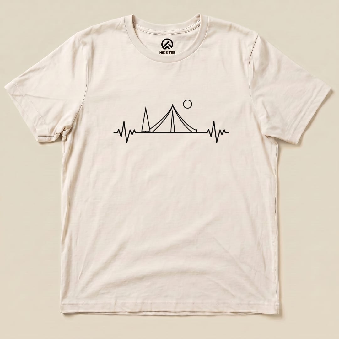 Heart Rate Camping Shirt Hike Tee T-Shirt Natural / S