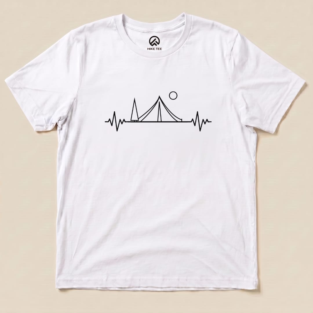 Heart Rate Camping Shirt Hike Tee T-Shirt White / S