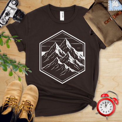 Printify T-Shirt Brown / S Hexagon Mountain Shirt