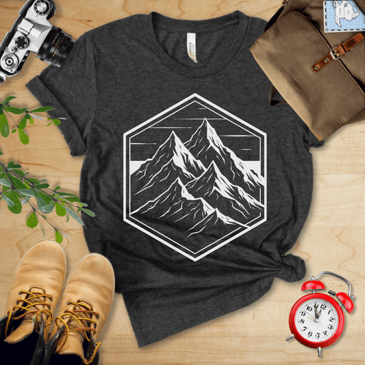 Printify T-Shirt Dark Grey Heather / S Hexagon Mountain Shirt