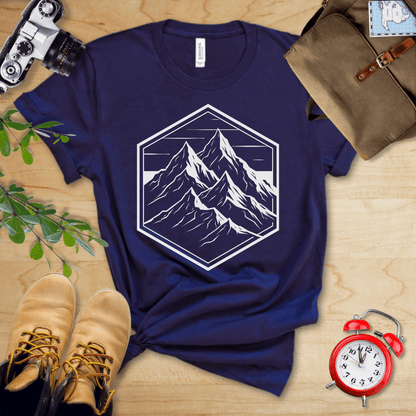 Printify T-Shirt Navy / S Hexagon Mountain Shirt