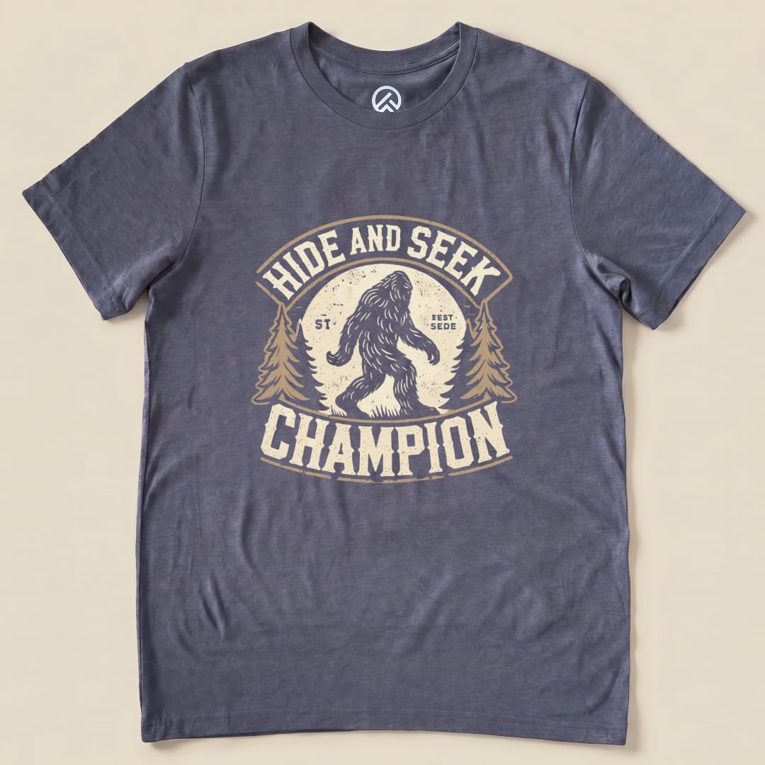 Hide and Seek Champion Big Foot Shirt Hike Tee T-Shirt Heather Navy / S