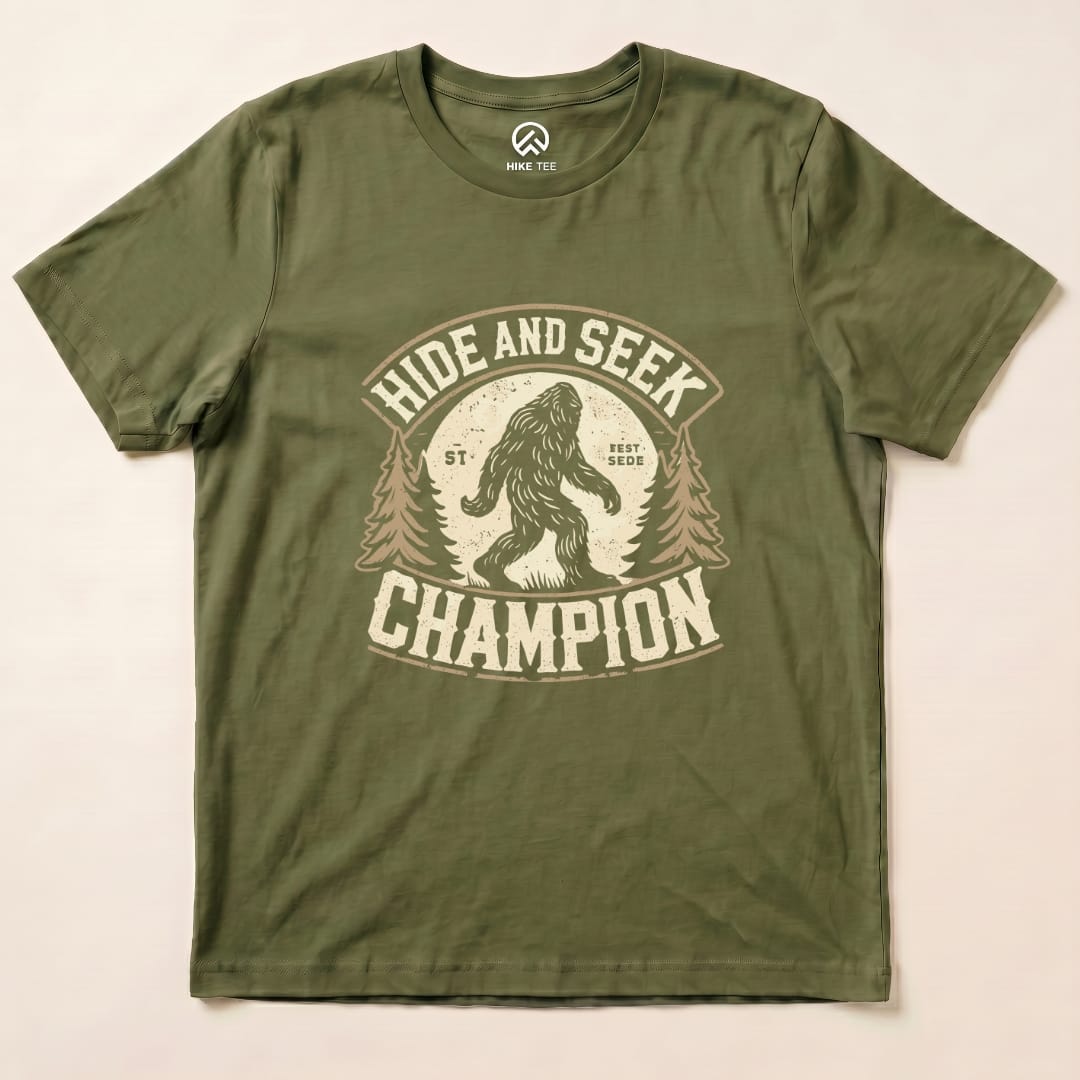 Hide and Seek Champion Big Foot Shirt Hike Tee T-Shirt Military Green / S