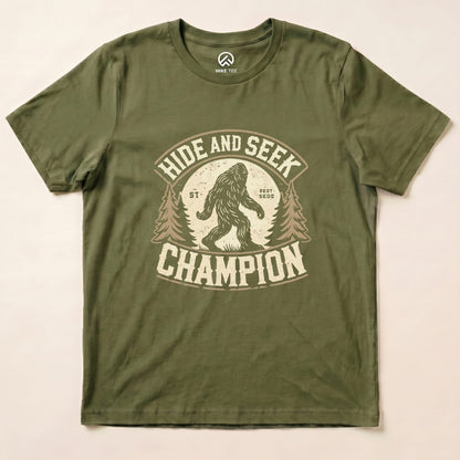 Hide and Seek Champion Big Foot Shirt Hike Tee T-Shirt Military Green / S