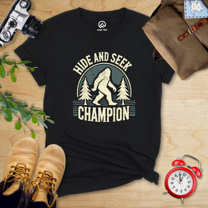 Hike Tee T-Shirt Black / S Hide and Seek Champion Bigfoot Shirt