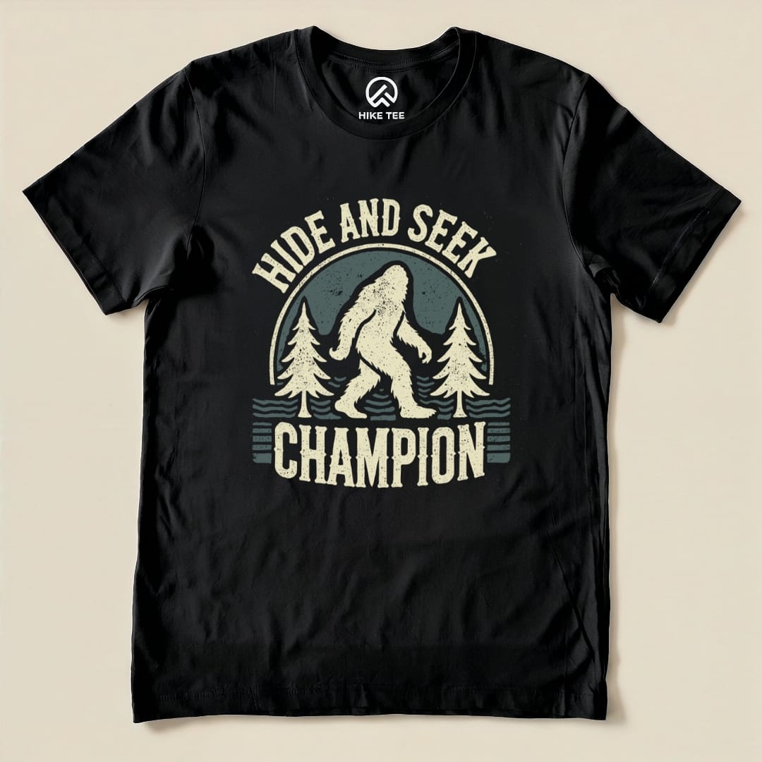 Hike Tee T-Shirt Black / S Hide and Seek Champion Bigfoot Shirt
