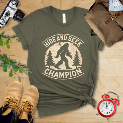 Printify T-Shirt Military Green / S Hide and Seek Champion Shirt