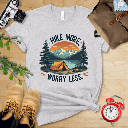 Printify T-Shirt Athletic Heather / S Hike More, Worry Less Shirt