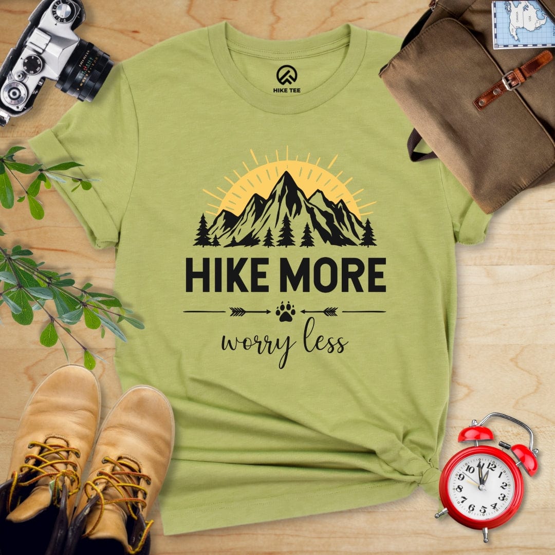 Hike Tee T-Shirt Heather Green / S Hike More Worry Less Shirt
