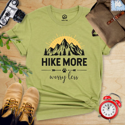 Hike Tee T-Shirt Heather Green / S Hike More Worry Less Shirt