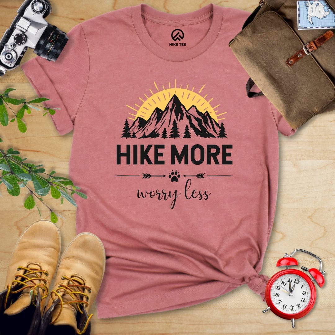 Hike Tee T-Shirt Heather Mauve / S Hike More Worry Less Shirt