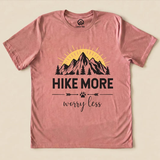 Hike Tee T-Shirt Heather Mauve / S Hike More Worry Less Shirt